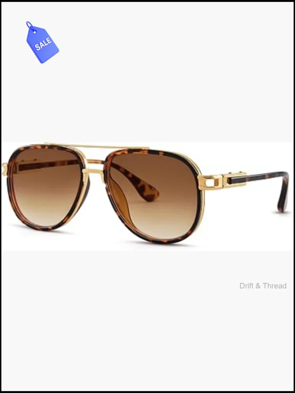 Retro Oversized Aviator Sunglasses Metal Frame UV Protection Unisex